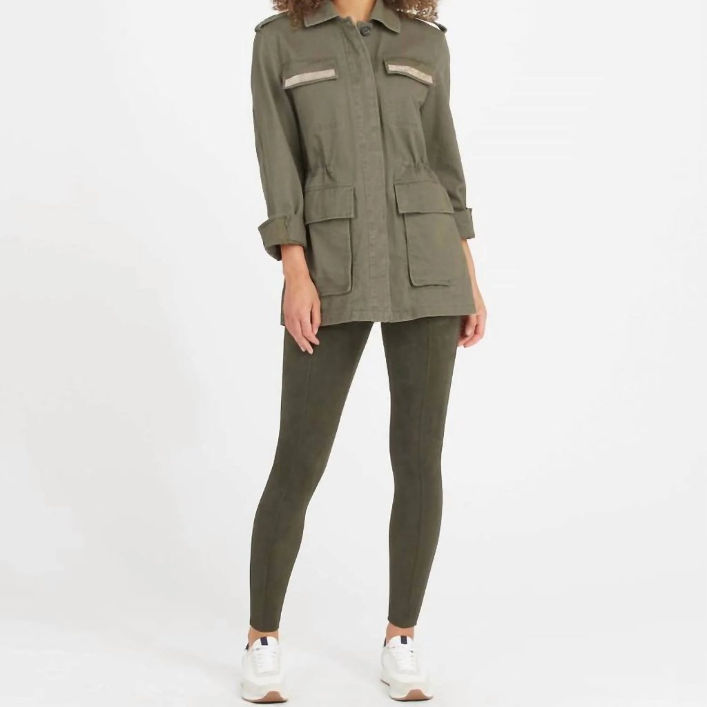 Spanx Faux Suede Leggings Pants Olive Green Medium
